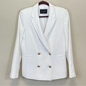Banana Republic Women’s White Cotton-Linen Blend Double Breasted Blazer‎ Size 2